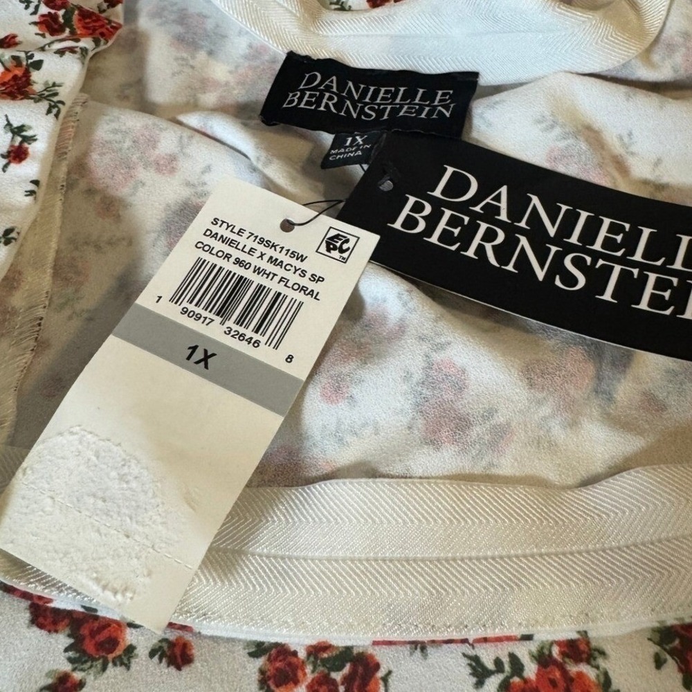 Danielle Bernstein Midi Skirt‎ Women XL White Red Floral Slit NWT Romantic Flowy - Picture 2 of 8